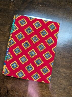 Vibrant Red Geometric Fabric-Covered Journal
